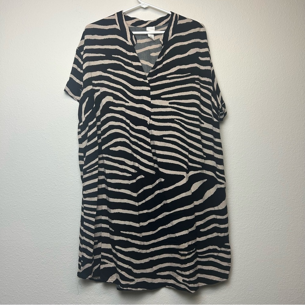 Zebra Print V-Neck Dress